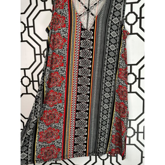 Lily Rose Ladies Sleeveless V Neck Swing Abstract, Vibrant Style Dress Size XS - Picture 6 of 9